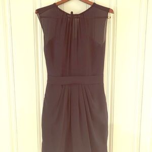 Navy Chiffon Sheer Overlay Sweetheart Neckline